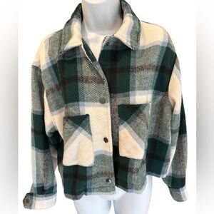 For The Republic Women’s Plaid Jacket - Green and White